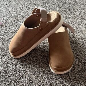 Brown Suede Slip-On Clogs